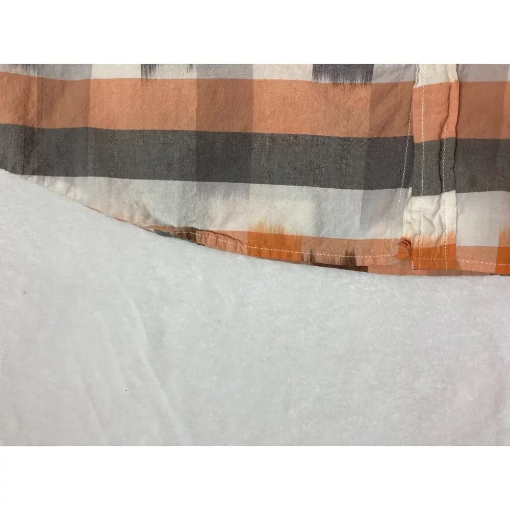 RuffHewn‎ RH Mens Shirt XXL Orange Plaid Button Short Sleeves Pockets